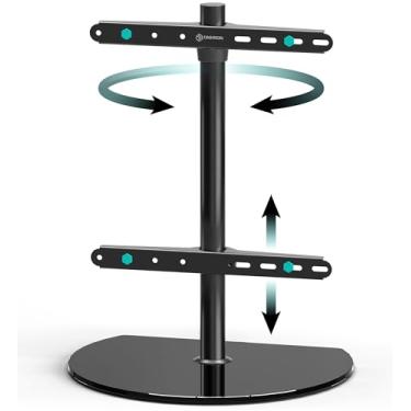 Imagem de ONKRON Suporte de TV de mesa para TV de 32 a 65 polegadas até 35 kg, suporte de TV com altura ajustável giratório máximo de 400 x 400 VESA - Suporte de TV de vidro temperado para substituição de