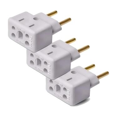 Imagem de Kit 3 Adaptadores de Tomada Universal 10A/20A Tipo Bob – Para Microondas, Air Fryer, Secador e Chapinha