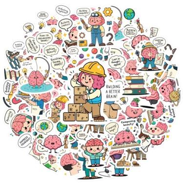 Imagem de 35 peças de adesivos engraçados com desenho de cérebro, ciência, educação, humor, professor, recompensa, para celular, guitarra, notebook, mala, copo, laptop, bagagem, scrapbook, diário, adesivo