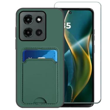 Imagem de Covthch Capa para Motorola Moto G Play 2026 com protetor de tela, capa carteira fina de silicone com suporte para cartão de crédito, capa de borracha com absorção de choque compatível com Motorola