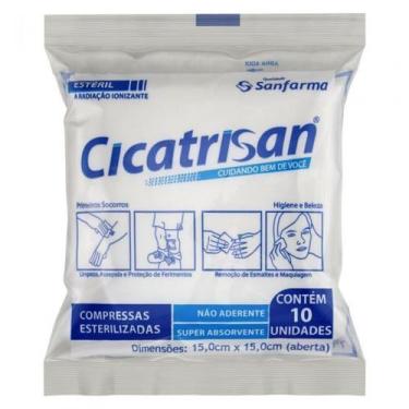 Imagem de Compressa Estéril Cicatrisan - 10 Unidades para Curativos - Sanfarma