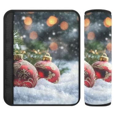 Imagem de Burbuja Snowy Christmas Balls Capa de cinto de segurança de carro almofadas macias confortáveis protetor de cinto de segurança de carro para alça de ombro de assento de carro, 1 par pequeno