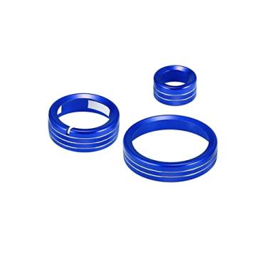 Imagem de CYCDIY Capa de botão multimídia de liga de alumínio azul para decoração de carro acessórios interiores compatíveis com Alfa Romeo Giulia Stelvio 2017-2019