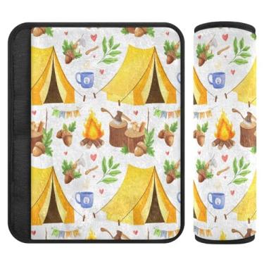 Imagem de Burbuja Capas para cinto de segurança de carro para barracas amarelas de acampamento macias e confortáveis para alça de ombro de carro, 1 par pequeno