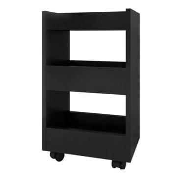 Imagem de Suporte Para Esmalte Carrinho Auxiliar Salão De Beleza Mesa Manicure Com Rodinhas(PRETO)