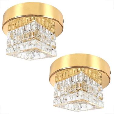 Imagem de Kit 2 Spot De Cristal Sobrepor Quadrado Polido Quarto Bet44 - Acienda