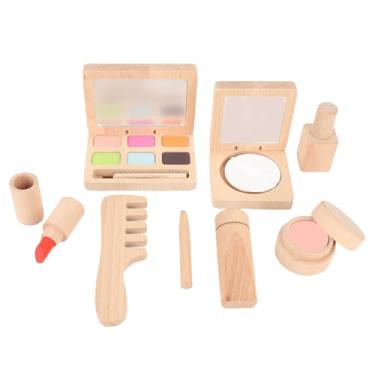 Imagem de Cryfokt Conjunto de Brinquedos de Maquiagem de Madeira, Cosméticos Coloridos para Cuidados Com a Pele, Brinquedos de Fantasia para Meninas Com Design Fácil de Usar para Aniversários e Feriados