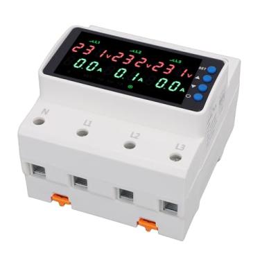 Imagem de WALFRONT Protetor de Tensão Trifásico, Dispositivo de Proteção de Corrente de Sobretensão Ajustável 63A Montagem Em Trilho DIN Com Display LED, para Configurações Elétricas