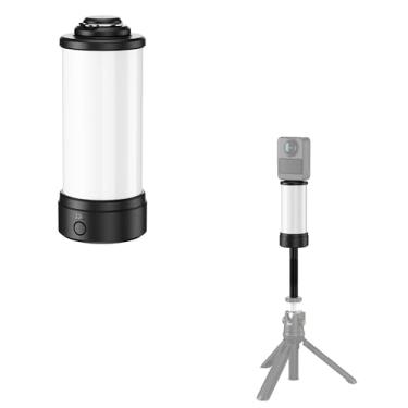 Imagem de JJC Acessório de luz LED de 360° para câmera de ação Insta360 X5 X4 X3 DJI Osmo 360 com rosca de 1/10.2 cm - 20 fios no tripé de selfie, bateria recarregável de 1280 mAh, 5 níveis de brilho de luz de