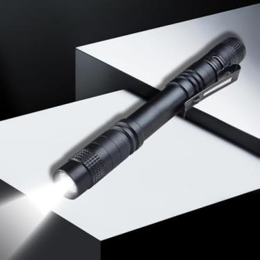 Imagem de 1 caneta tática lanterna com clipe – AAA/2AAA alimentado por bateria, luz LED durável para acampamento, emergência, reparo, preto, G
