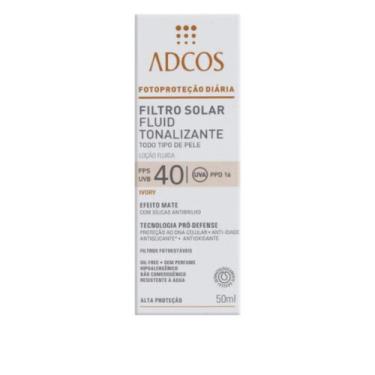 Imagem de Adcos Protetor Solar Fluid Tonalizante Fps 40 Ivory 40 Ml, Filtro Sola