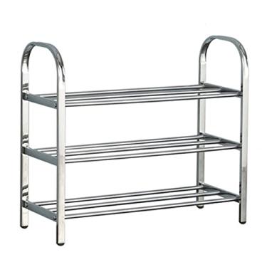 Imagem de Sapateira de 3 níveis, sapateira de aço inoxidável para armário, banheiro, entrada, prateleira de sapato comporta tênis, saltos, botas, fácil de montar