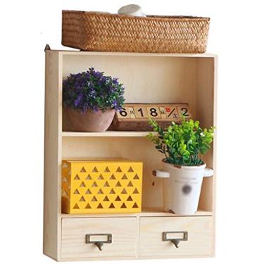 Imagem de Prateleiras flutuantes prateleiras suspensas simples, rack de armazenamento de madeira maciça para sala de estar, prateleira flutuante multifuncional, decoração de parede de estilo nórdico, suporte de