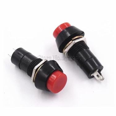 Imagem de Interruptor 100 peças interruptor de redefinição PBS-11B desligado - normalmente aberto sem localização, 250VAC 1A, botão redondo vermelho