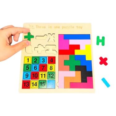 Imagem de Brinquedo Educativo Infantil Montessori de Madeira – Encaixe de Formas e Cores – Puzzle Didático para Desenvolvimento Cognitivo, Coordenação e Aprendizado - TDAH - (Numeros + Quebra Cabeca)