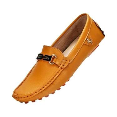 Imagem de Mocassins Masculinos De Couro PU Branco, Slip-On, Feitos À Mão, Casuai