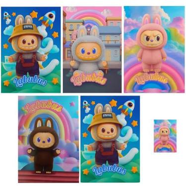 Imagem de Kit 5 Caderno Grande Brochurão Labubus 96 Folhas + 1 Pequeno - LALAPR2