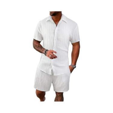 Imagem de Diário básico moda simples retro sólido listrado verão masculino casua