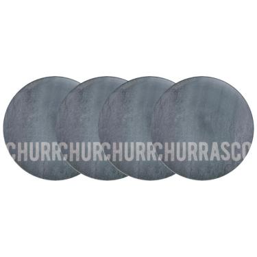 Imagem de Kit Prato Raso Tramontina Churrasco Stone Em Porcelana 28 Cm 4 Peças