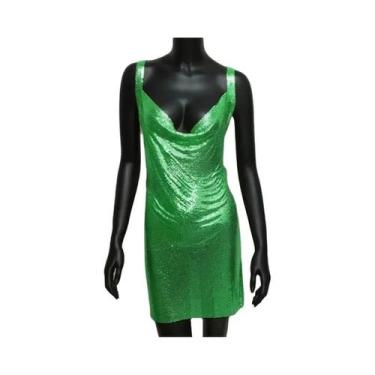 Imagem de Vestido Mini Feminino Sexy Com Lantejoulas Metálicas, Decote Halter E 