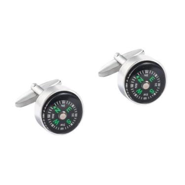 Imagem de Bússola giratória Cuff Links para homens, cobre preto e verde - yiweis