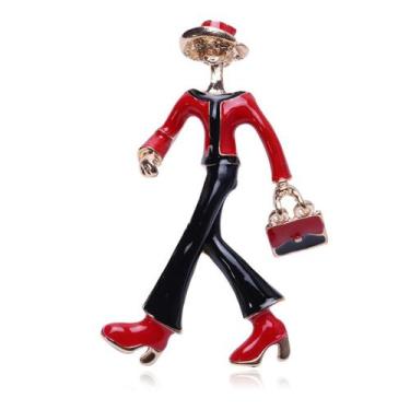 Imagem de Broche Vintage Fashion Lady com bolsa de liga esmaltada - Yiweisai