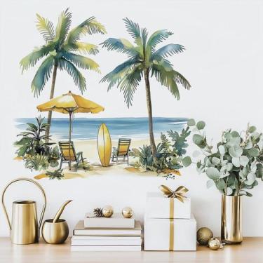 Imagem de Adesivos de parede Summer Beach Coqueiros PVC 60x60cm - yiweisai