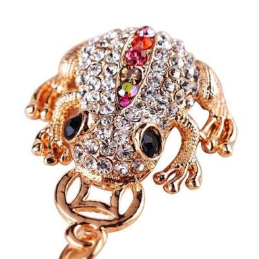 Imagem de Chaveiro Gold Toad Crystal Rhinestone Frog Chaveiro - yiweisai
