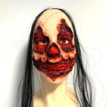 Imagem de Máscara Scary Ghost Headgear Full Face with Hair Cosplay - yiweisai
