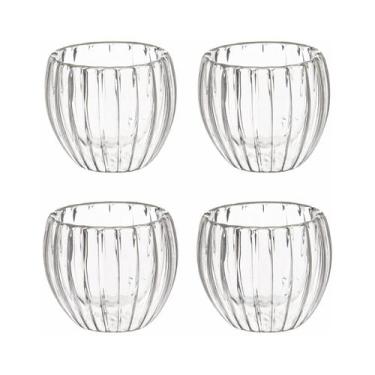 Imagem de Conjunto 4 Copos Café 90ml Pequeno Vidro Transparente Moderno Decorati