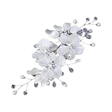 Imagem de Pente De Cabelo De Noiva Com Pérolas De Cristal, Tiara De Concha Femin