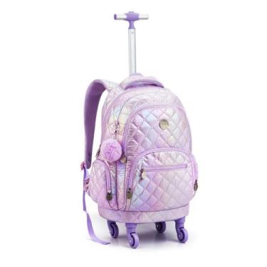 Imagem de Mochila Rodinha 360º Juvenil Feminina Holográfico Metelassê Seanite, R