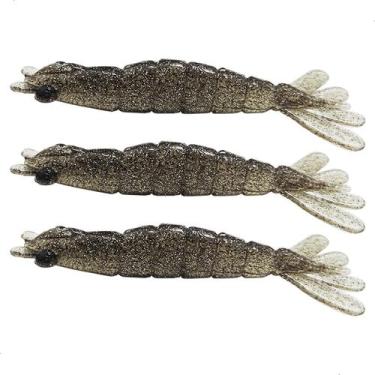 Imagem de Kit 3 Iscas Camarão Artificial 9cm - Pesca Robalo Tucunaré Corvina  - 