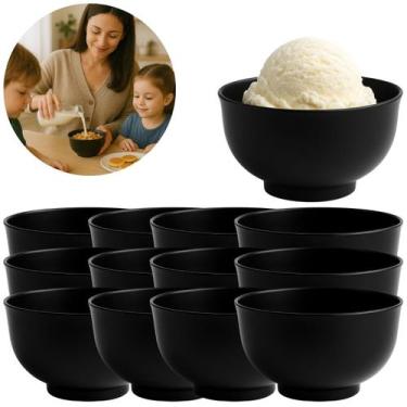 Imagem de 12 Tigelas Bowl Oriental 400ml Melamina Preta Japonesa - Clink