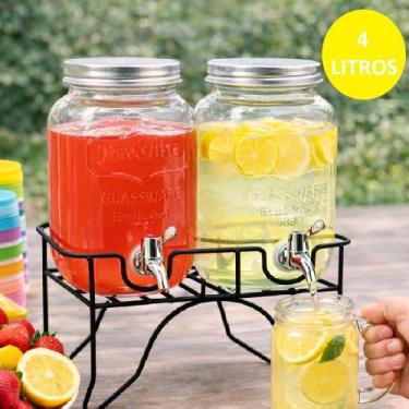 Imagem de Suqueira Dupla Vidro 8 Litros Com Suporte Hotel Pousada Suco - Yeet