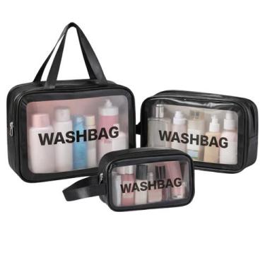 Imagem de Kit 3 Necessaire Bolsa Organizador D Objetos Feminino Grande, Preto