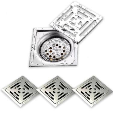 Imagem de Ralo Inox 10X10 Anti Odor Kit 3 Uni Lavabo Banheiro Varanda Anti Retor