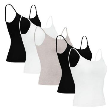 Imagem de Kit com 5 Regatas Básicas Feminina Lisa Colors-Feminino
