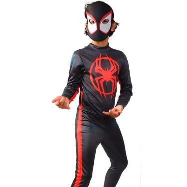 Imagem de Fantasia Macacão Homem Aranha Miles Morales Infantil Tam G - Novabrink
