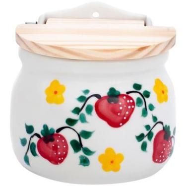 Imagem de Saleiro de Parede 1KG Porcelana Decorada com Estampa de Morango - Anti