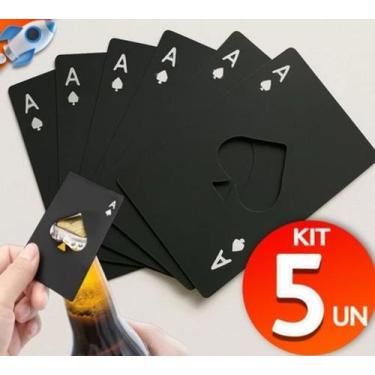 Imagem de Kit 5 Abridores Garrafa Em Formato Carta Inox Espada Baralho Poker - C