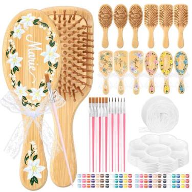 Imagem de Kit de Pincéis para Cabelo Acellegic 12pcs com Pente de Bambu para Pin