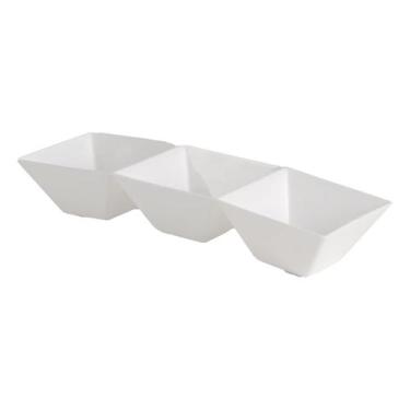 Imagem de Petisqueira Retangular Salgadinho Com 3 Divisórias Cor Branca 35x11x6c