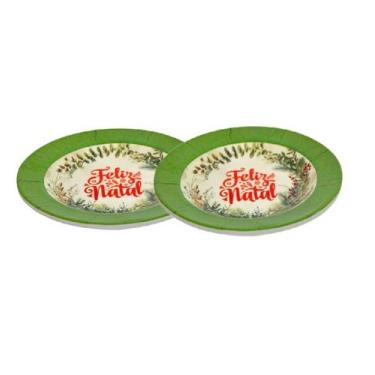 Imagem de Conjunto 2 Pratos Em Melamina Para Sobremesa Feliz Natal 17,5cm - WARI