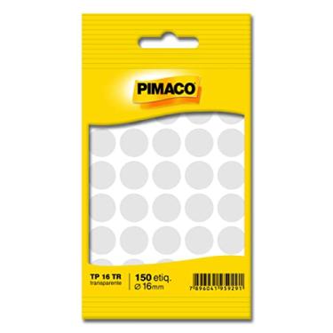 Imagem de Etiqueta Adesiva Pimaco, Multiuso TP-16-TR, Transparente, 16mm diâmetro, Envelope com 5 fls-150 etiquetas, 886604