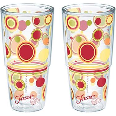 Imagem de Tervis Feito nos EUA, copo térmico de parede dupla Fiesta mantém as bebidas frias e quentes, 680 g - 2 peças, pontos ensolarados