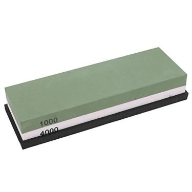 Imagem de Pedra de amolar de alumínio fundido branco dupla face 1000/4000 com base antiderrapante para facas de cozinha