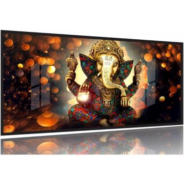 Imagem de Quadro Decorativo Ganesha Sala Quarto 130x60 Moldura Preta 2x2