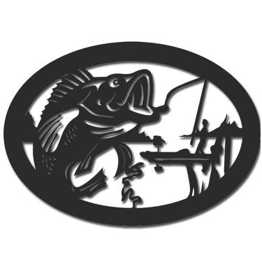 Imagem de Placa decorativa peixe e pescador