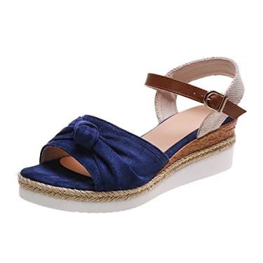Imagem de Sandálias ortopédicas para mulheres sandálias femininas moda verão chinelos sandálias rasas chinelos chinelos dedo aberto sandálias praia a4, Azul, 8.5